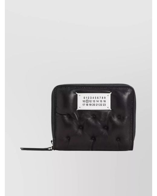Maison Margiela Black Leather Padded Zip Around Wallet