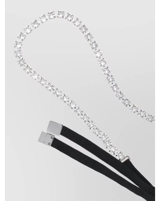 MM6 by Maison Margiela Multicolor Rhinestone Necklace Adjustable Strap Bow Detail