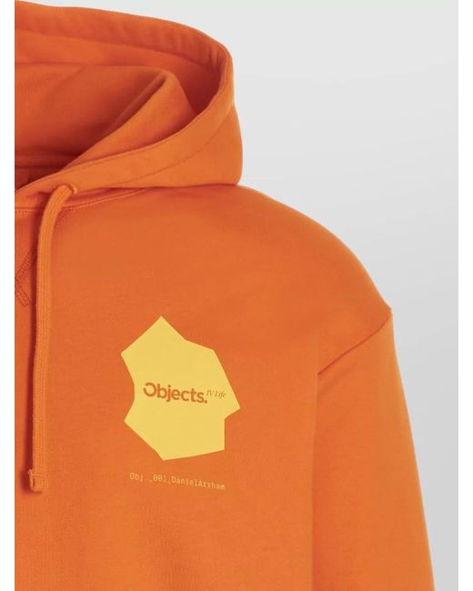 Objects IV Life Orange Continuity Graphic Hooded Sweater Front Pocket for men
