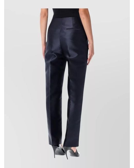 Alberta Ferretti Blue Mikado Tailored Trousers High Waist Pleated