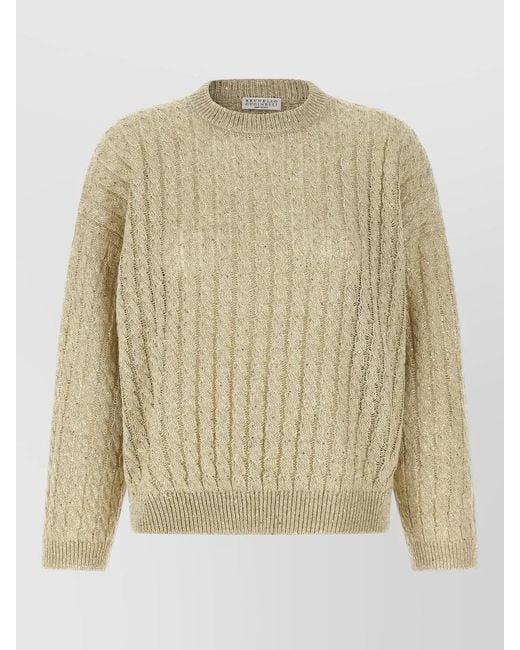 Brunello Cucinelli Natural Linen Cable-Knit Jumper