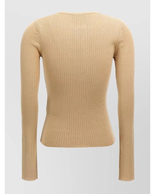 Max Mara Natural Silk Cashmere V-Neck Long-Sleeve Sweater