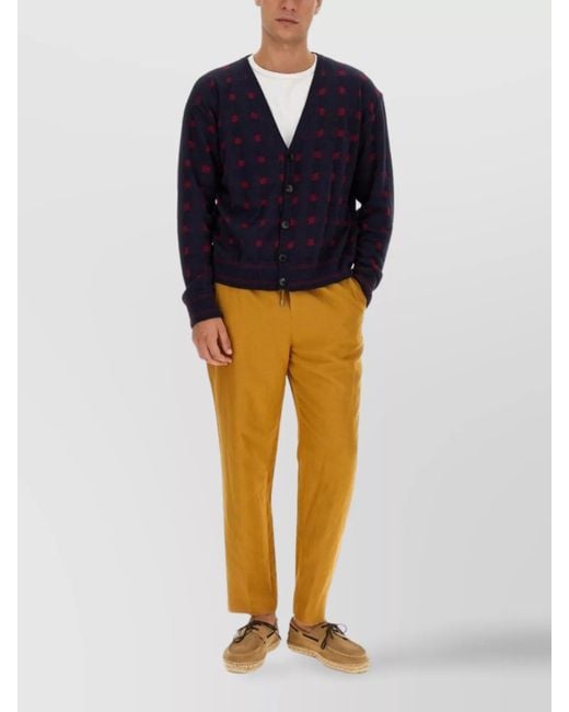 Etro Blue Cashmere Wool V-Neck Regular-Fit Cardigan for men