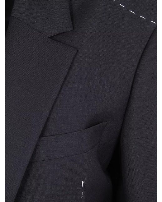 Rohe Blue Tailored Blazer Contrast Stitching Notched Lapel