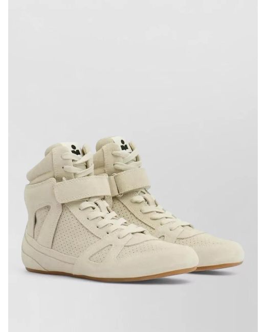Isabel Marant Natural Suede High-Top Sneakers
