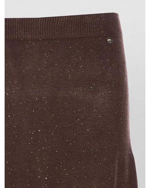Liu Jo Brown Sequined Midi A-Line Skirt