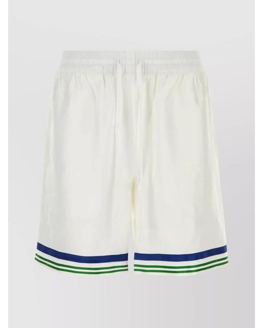 Casablanca White Silk Satin Bermuda Shorts for men