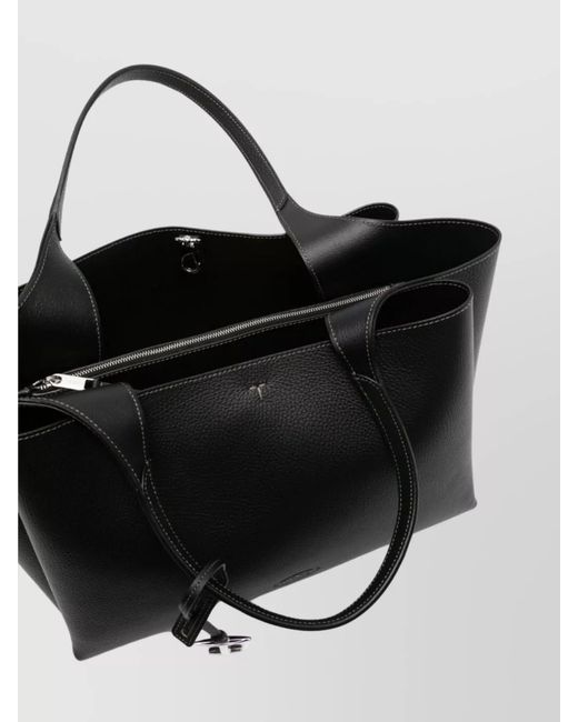 Tod's Black T Timeless Medium Leather Tote Bag