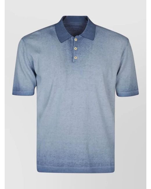 Original Vintage Blue Cotton Polo Shirt Gradient Design Collar for men