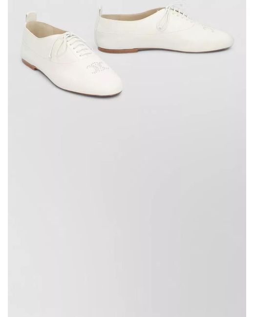 Céline Natural Lise Leather Lace Up City Shoes
