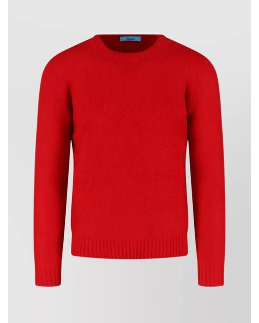Drumohr Red Timeless Crewneck Sweater With Ribbed Details for men