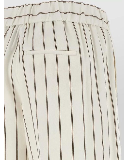 Peserico White Pinstriped Wide-Leg Trousers