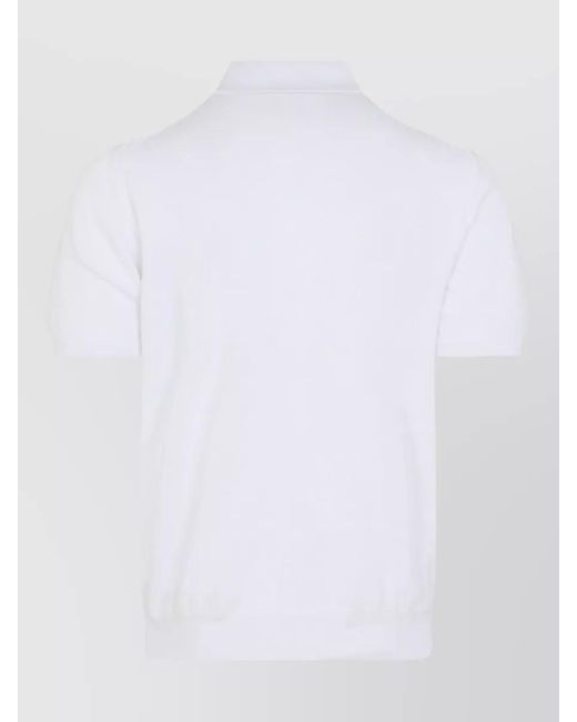 Kiton White Cotton Short-Sleeve Polo Shirt for men