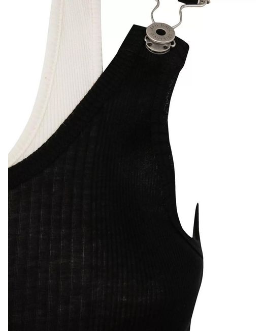 Jean Paul Gaultier Black Cotton Ribbed Twisted Double Layer Sleeveless Maxi Dress