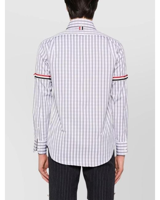 Thom Browne Purple Gingham Check Cotton Straight-Fit Long-Sleeve Shirt for men