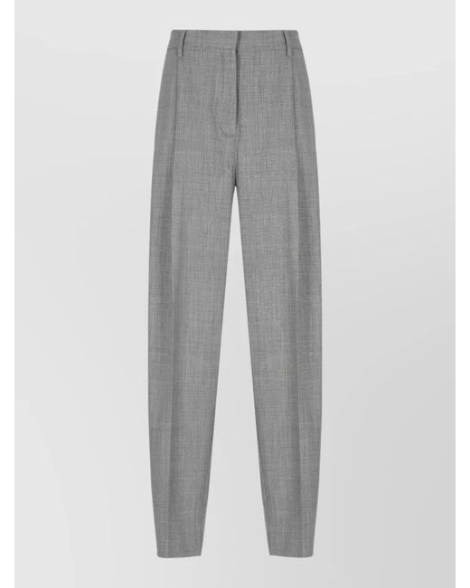 Fabiana Filippi Gray Wide Leg Pleated Trousers Light Point Detail