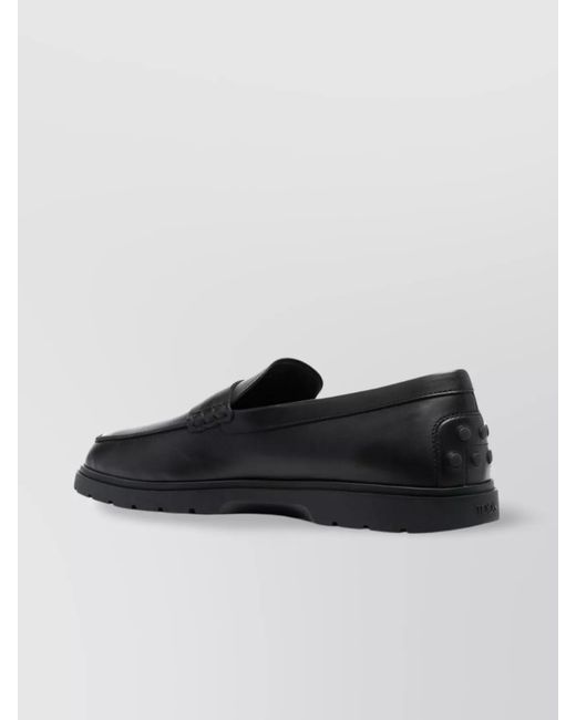 Tod's Black Leather Loafers Penny Strap for men