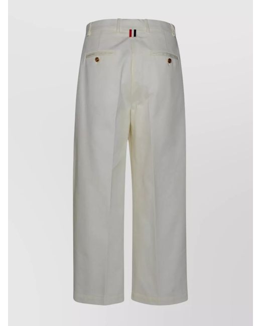 Thom Browne Gray Cotton Twill Relaxed-Fit Pleated Wide-Leg Trousers