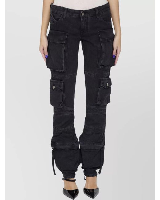 The Attico Blue Cargo Pocket Drawstring Hem Skinny Trousers