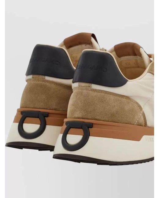 Ferragamo Natural Leather And Suede Low-Top Sneakers for men