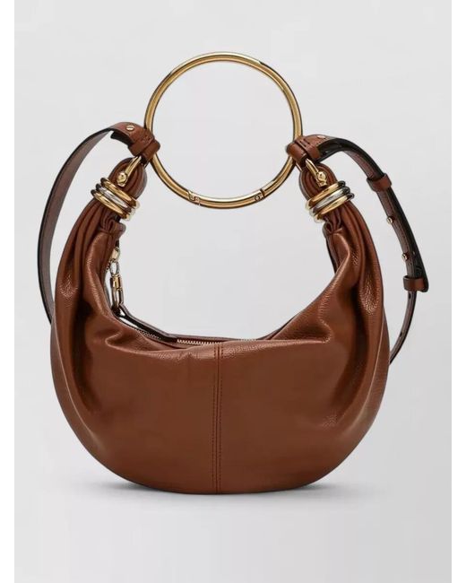 Chloé Brown Bracelet Shoulder Bag Adjustable Strap Handle