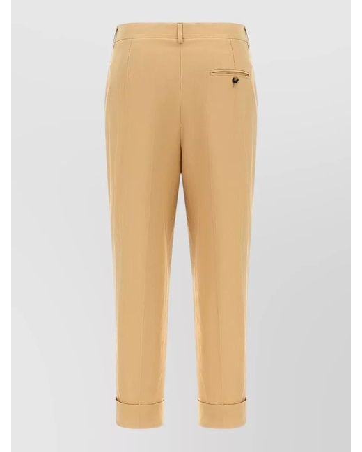 Alberto Biani Natural Albertino Pants Pleats Belt Loops Cuffs