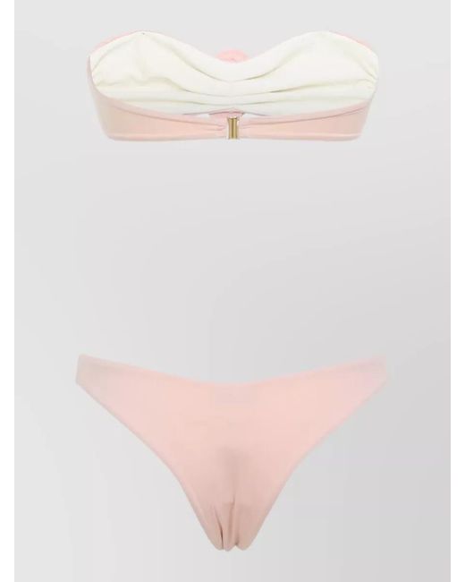 LaRevêche Pink Vesna Bandeau Bikini Top And Slip