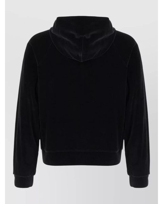 Tom Ford Blue Chenille Hooded Sweatshirt Long Sleeves Kangaroo Pocket