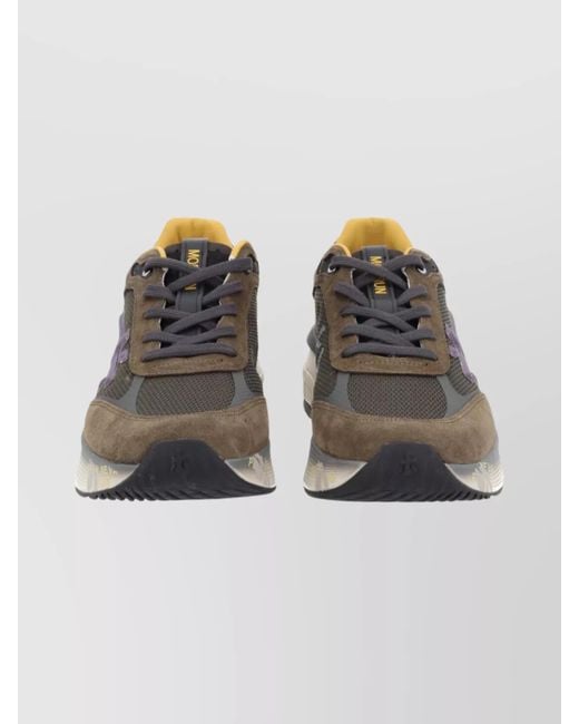Premiata Multicolor Suede And Mesh Sneakers With Rubber Sole for men