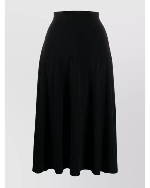 Norma Kamali Black High-Rise Flared Midi Skirt