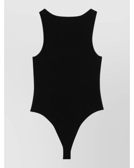 Entire studios Black Viscose Jersey Bodysuit Sleeveless Scoop Neck
