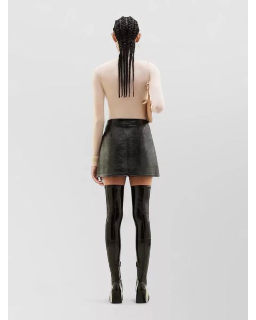 Courreges Black Vinyl A-Line Mini Skirt