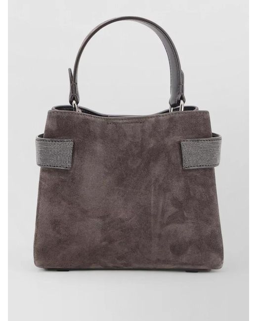 Brunello Cucinelli Gray Monili Suede Tote Bag