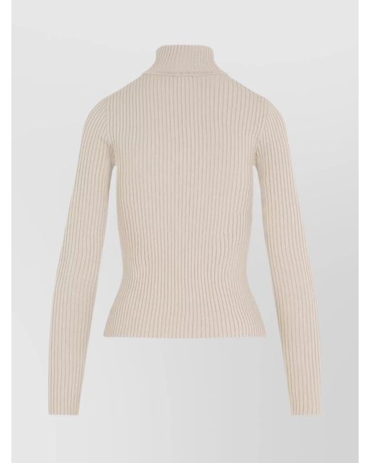 Courreges White Ribbed Slim-Fit Mock-Neck Jumper