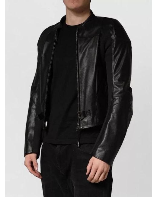 Dolce & Gabbana Black Nylon Full Zip Biker Coat Jacket for men