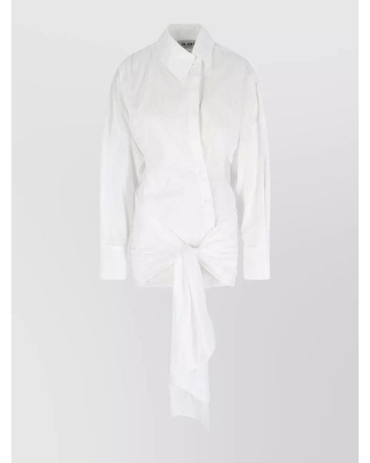 The Attico White Knee Length Top Long Sleeves Tie Detail