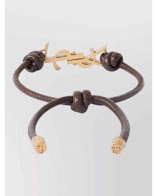Saint Laurent Natural Leather Cord Bracelet Knot Detail Hardware for men