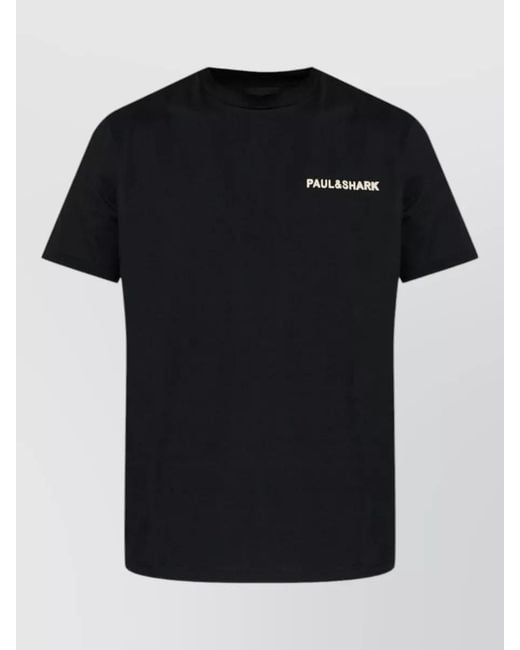 Paul & Shark Black Cotton Crew Neck T Shirt Graphic Back for men