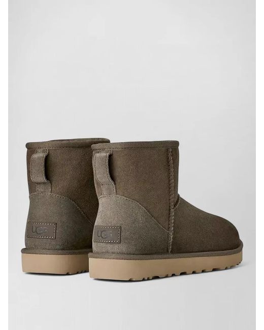 Ugg Brown Mini Ankle Boots Round Toe Rubber Sole