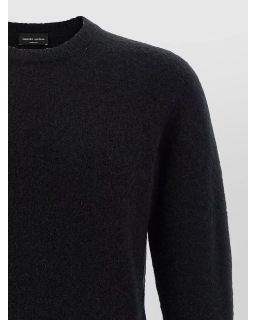 Roberto Collina Blue Ribbed Cashmere Silk Crewneck Sweater for men