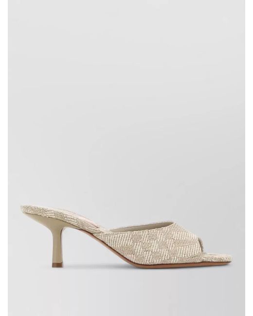 Burberry Natural Fabric Mules Peep Toe Stiletto Heel