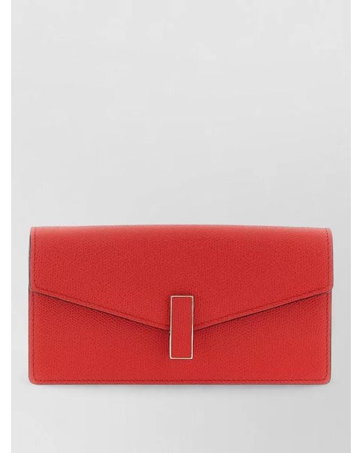 Valextra Red Iside Leather Clutch Bag