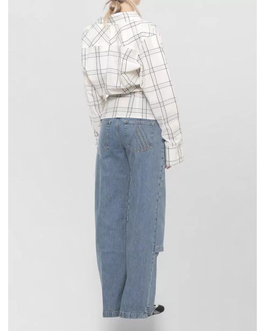 The Attico Natural Checked Oversized Cotton Shirt