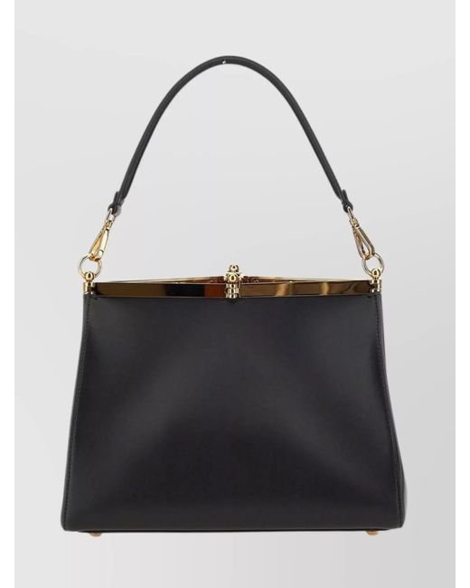 Etro Black Vela Medium Leather Shoulder Bag