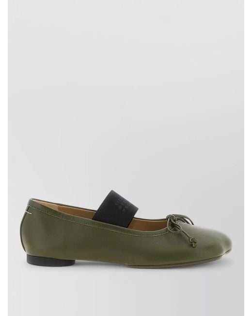 MM6 by Maison Margiela Green Anatomic Numeric Bow Detail Casual Ballerinas