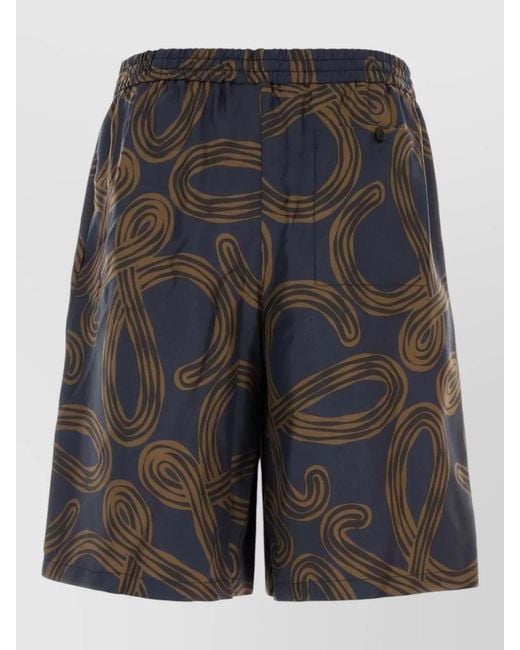 Loewe Blue Silk Printed Bermuda Shorts for men
