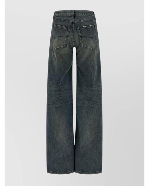 Balenciaga Gray Cotton High-Rise Wide-Leg Jeans