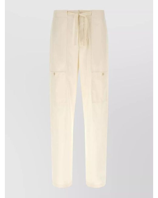 Jil Sander White Cotton Straight-Leg Cargo Trousers for men