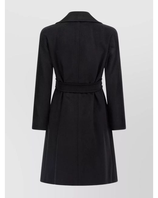 Max Mara Black Virgin Wool Single Breasted Coat