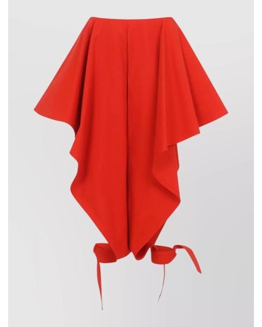 Alaïa Red Asymmetric Draped Skirt Pants Tie Waist